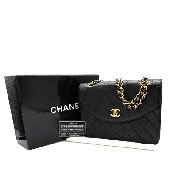 CHANEL CC Matelasse 25 Chain Shoulder Bag Leather Black GHW Vintage 377RJ824 - Picture 1 of 14
